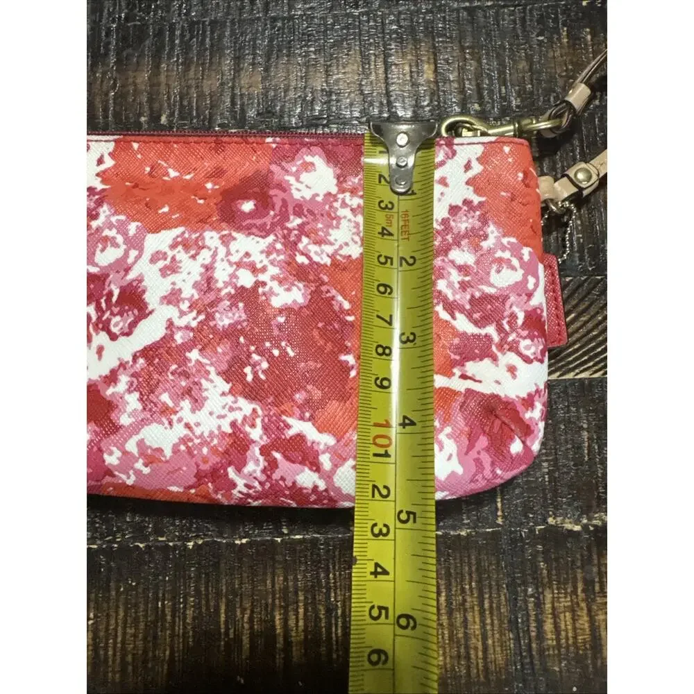 Coach Floral Paint Abstract Wristlet Wallet Purse, White, Pink, Red